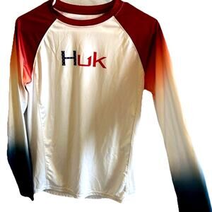HUK FISHING Shirt Boys XL America USA Stars Flag 4th July Patriotic Outdoor RARE